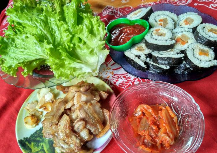 Samgyeopsal #nonhalal (삼겹살) &amp; Kimbab(김밥)