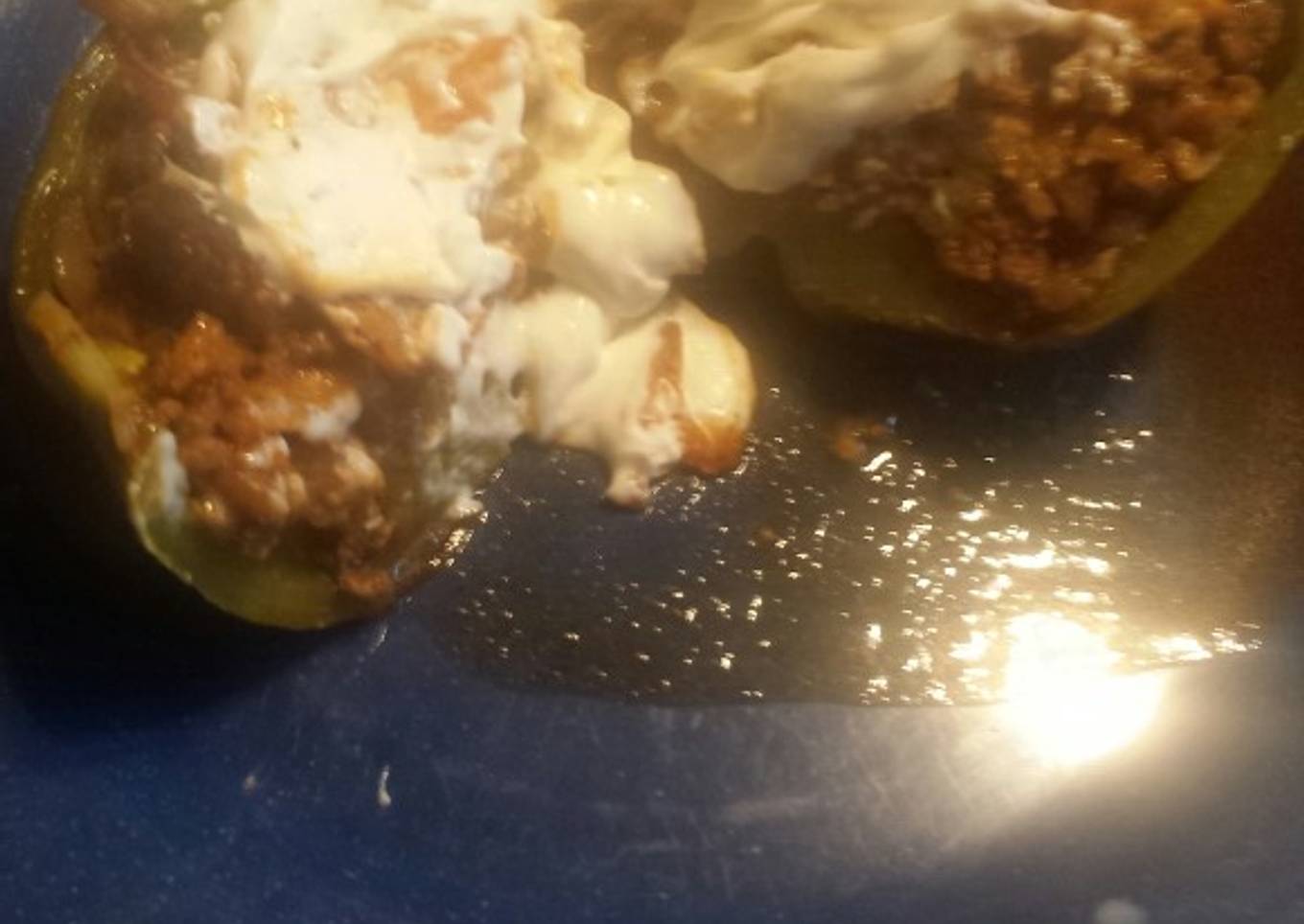 Stuffed green pepper taco with Parma chip