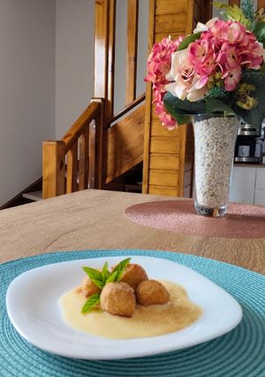 A picture of Lenten Fritters with Custard.