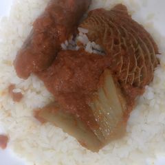 A picture of Rice and stew.