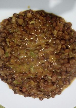 A picture of Lentils in coconut sauce.