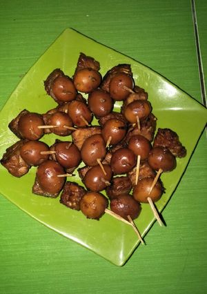 Foto resep Tempe puyuh bacem pedas manis bakar