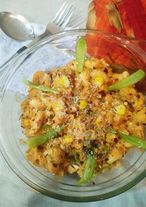 A picture of Cheesy Corn Pasta.
