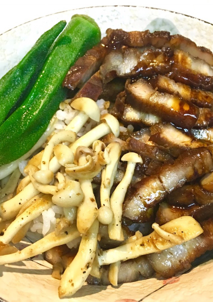 和風叉燒肉丼飯(葷+素) 的食譜成品照片