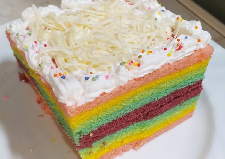 Resep Rainbow Cake mantul untuk pemula, Lezat Sekali