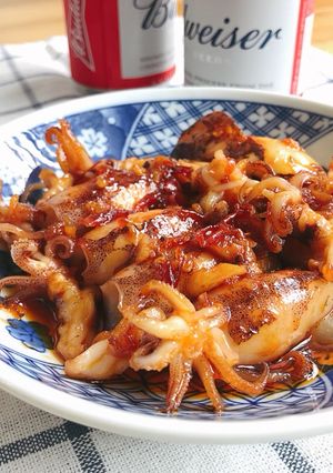 Hình của món Mực sữa rim tương ớt / sa tế.