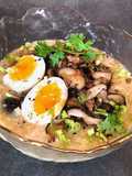 Eatclean / Oatmeal Porridge with Ground Pork, Mushrooms & Soft-Boiled Egg