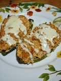 Roasted Poblano Peppers with Chicken & Queso Cheese Sauce