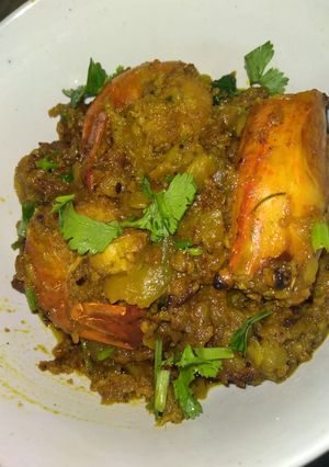 A picture of Lau chingri(bottle gourd with prawn).