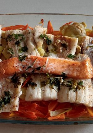 Foto principal de Bacalao y salmón al horno