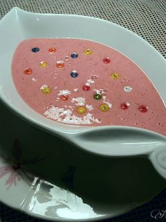 Una foto de Mousse natural de fresas y melón