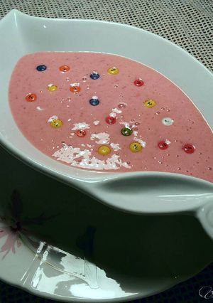 Una foto de Mousse natural de fresas y melón
