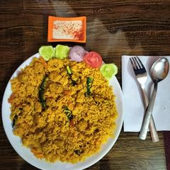 A picture of Soya chunks pulao.