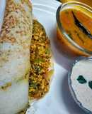 Paneer masala dosa with shambhar chanadaal chutney