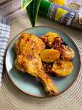 Muslo de pollo con ciruelas y patatas en Airfryer