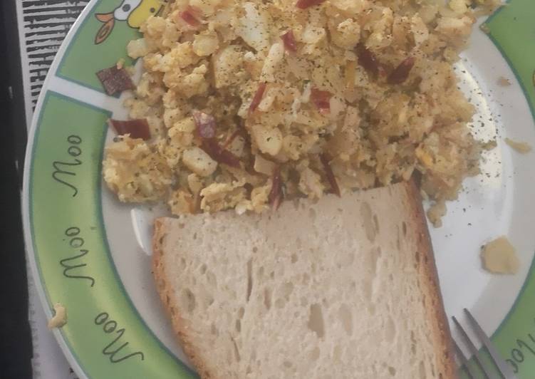 Revuelto de bacalao con jamón