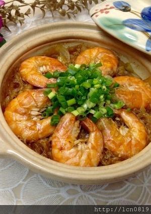 鮮蝦粉絲煲 的食譜成品照片