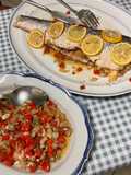 Wild Salmon Stuffed with Tomatoes and Red Bell Pepper