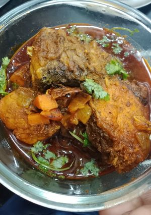 A picture of Bengali Recipes Dhanya Patta Aar Kacha Lonka Rui Mach.