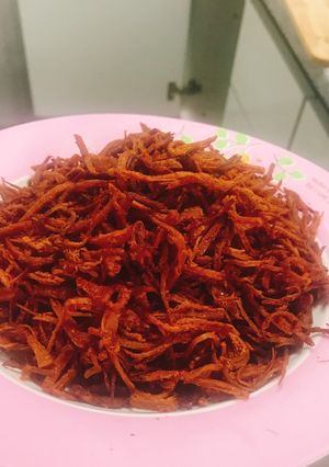 Hình của món Heo khô giả bò bằng nồi chiên không dầu.