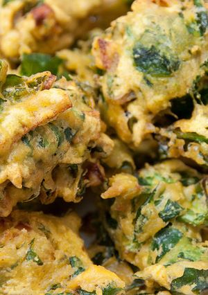 A picture of Palak pakodi at home.