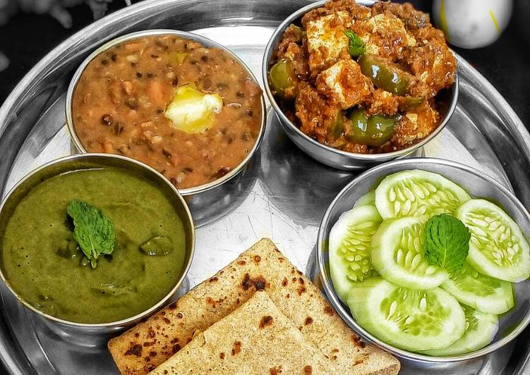 Recipe of Any-night-of-the-week Punjabi Thali (dal makhani, paneer tikka gravy, mint chutney)