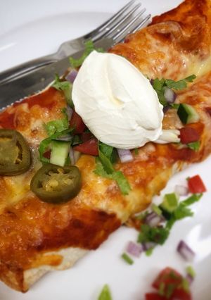 A picture of Easy Chicken Enchiladas (non-traditional).