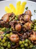 Moscardini in umido con piselli e zest di limone