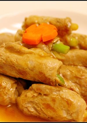 蘋果豬肉捲。可爾必思風味 的食譜成品照片