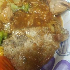 A picture of Pork Loin in an Onion Gravy.