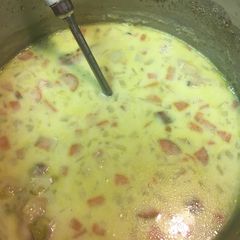A picture of Homemade Split Pea Soup with Ham.