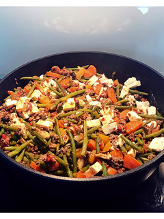 Paprika-Hackfleisch-Pfanne mit Bohnen und Feta Rezepthauptbild