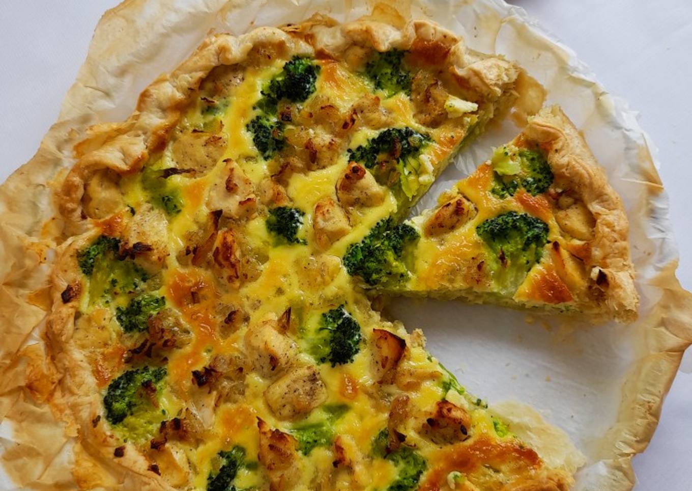 Quiche de poulet au Curry et brocolis