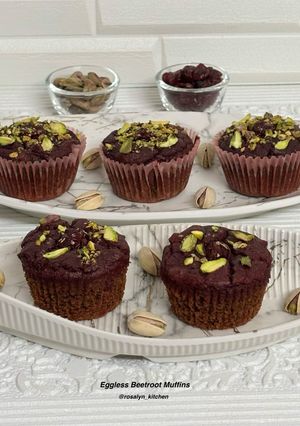 A picture of Eggless Beetroot Muffins – Naturally Pink, Wholesome & Nutty.