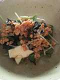 Mixed Salad with Natto (fermented soy beans) and White Radish Sprouts