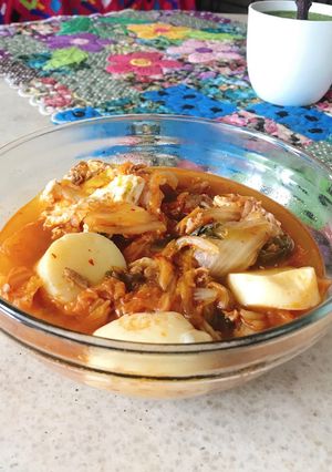 Foto resep Sup Kimchi tahu telur (masakan rumahan sederhana)