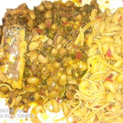Beans porridge and pasta A picture of Beans porridge and pasta.