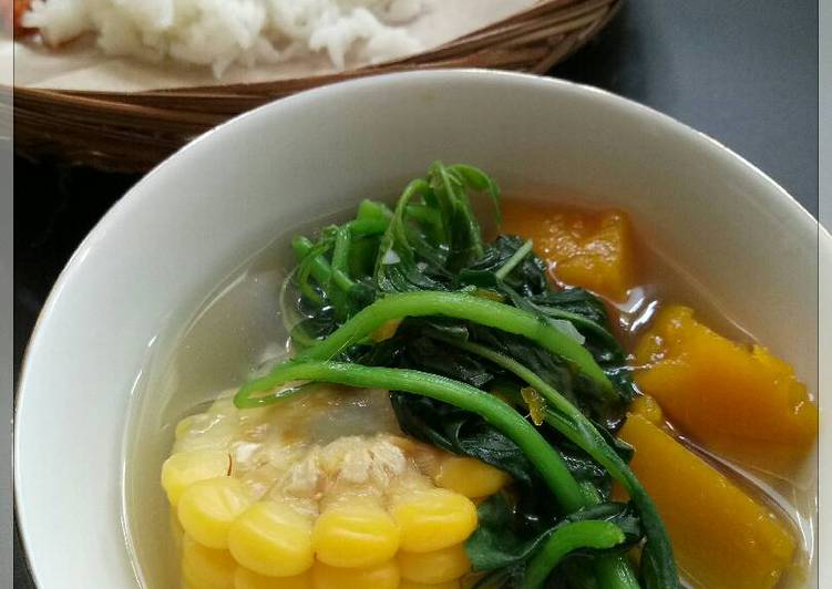 Proses mengolah Sayur Bayam Labu Kuning yang mudah