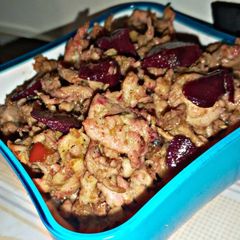 A picture of My shredded chicken with beetroot.