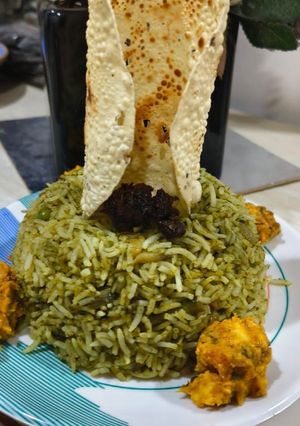 A picture of Spinach pulao.