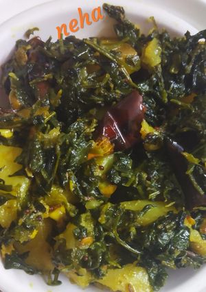 A picture of Methi Aloo simply I make.. no onion no tomatoes.