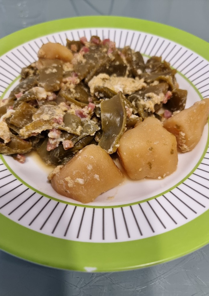 Una foto de Judías verdes con jamón y huevo batido
