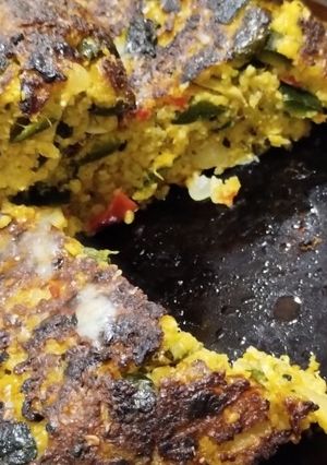 Una foto de Tortilla de zapallitos y trigo burgol