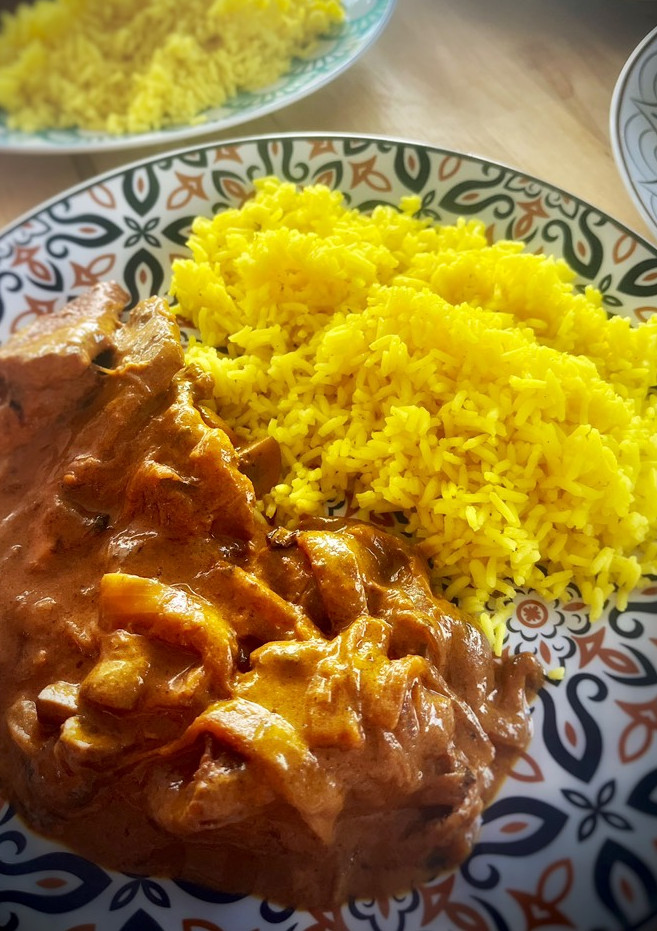 Una foto de Ternera al curry con portobello