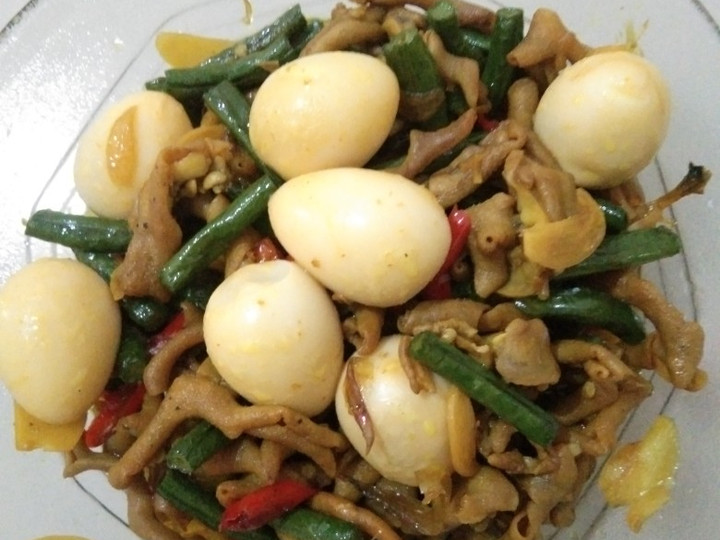 Resep Tumis kacang panjang campur usus ayam &amp;amp; telur puyuh Anti Gagal