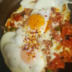 Egg shashuka A picture of Egg shashuka.