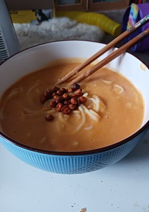 A picture of Sweet potato gochujang soup.