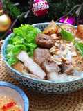 Vietnamese Grilled Pork Noodle Bowl with Egg Rolls (Bún thịt nướng chả giò)