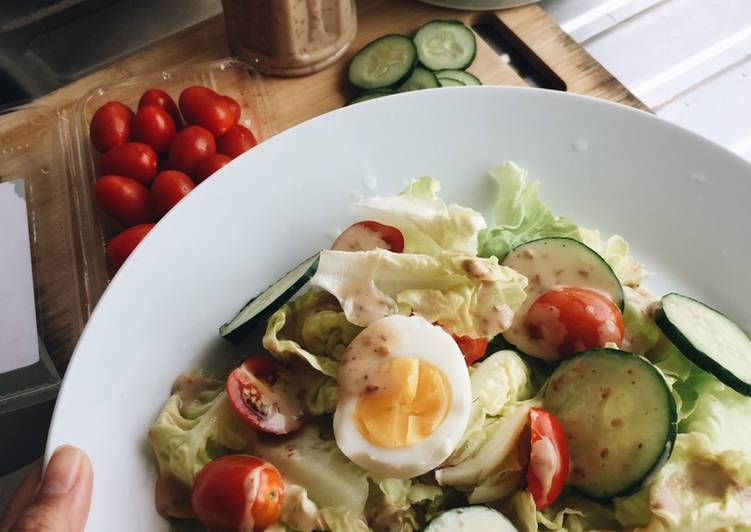 Butterhead Salad With Cucumber, Cherry Tomatoes &amp; Sesame Dressing