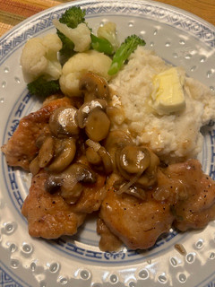 A picture of Chicken Thighs in the Marsala style.